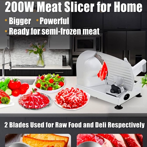 Kitchen Meat Slicer Anescra 20w Electric Deli Food Slicer With Two Removable 75 Sta Poshmark